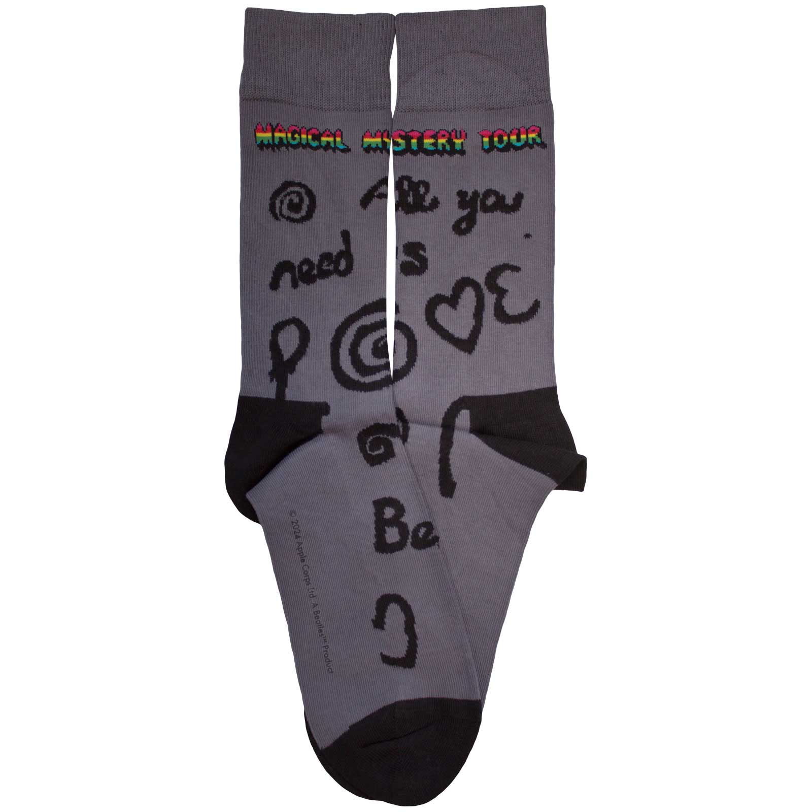 The Beatles Unisex Ankle Socks: Magical Mystery Tour All You Need Is Love (Charcoal Grey)