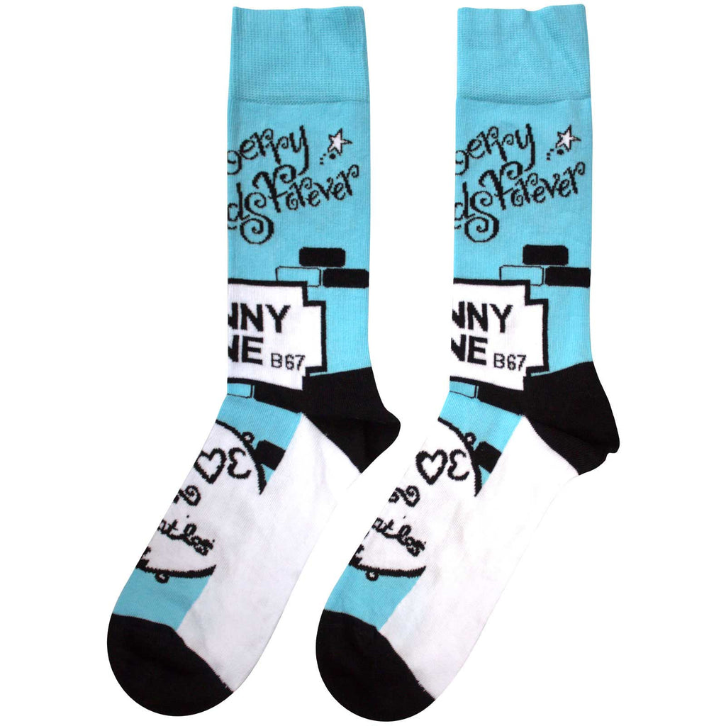 The Beatles Unisex Ankle Socks: Strawberry Fields/Penny Lane (Light Blue) (UK Size 7 - 11)