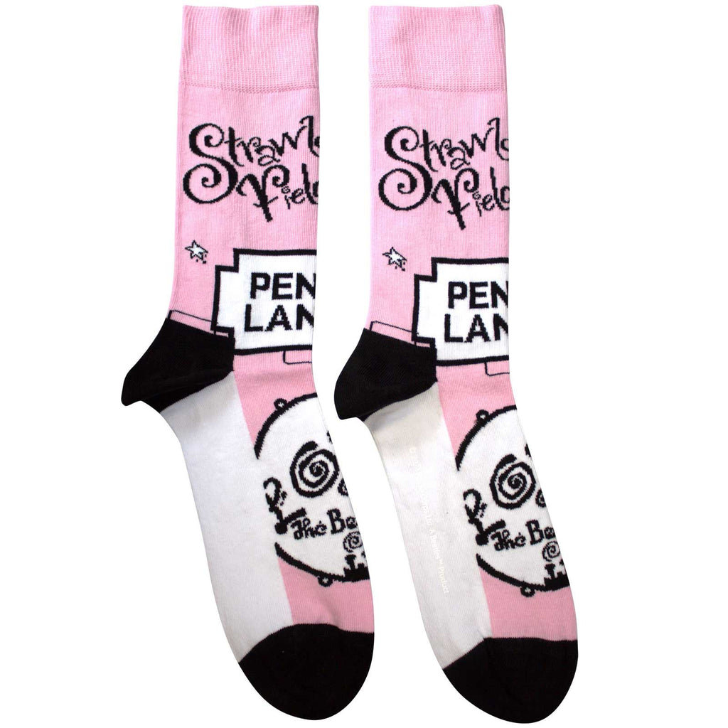 The Beatles Unisex Ankle Socks: Strawberry Fields/Penny Lane (Pink)