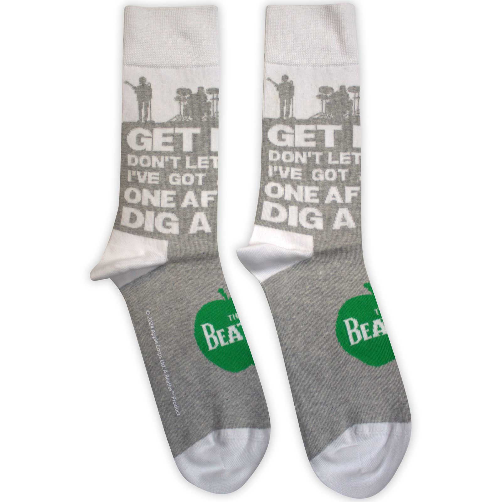 The Beatles Unisex Ankle Socks: Rooftop Silhouettes & Apple (Grey)