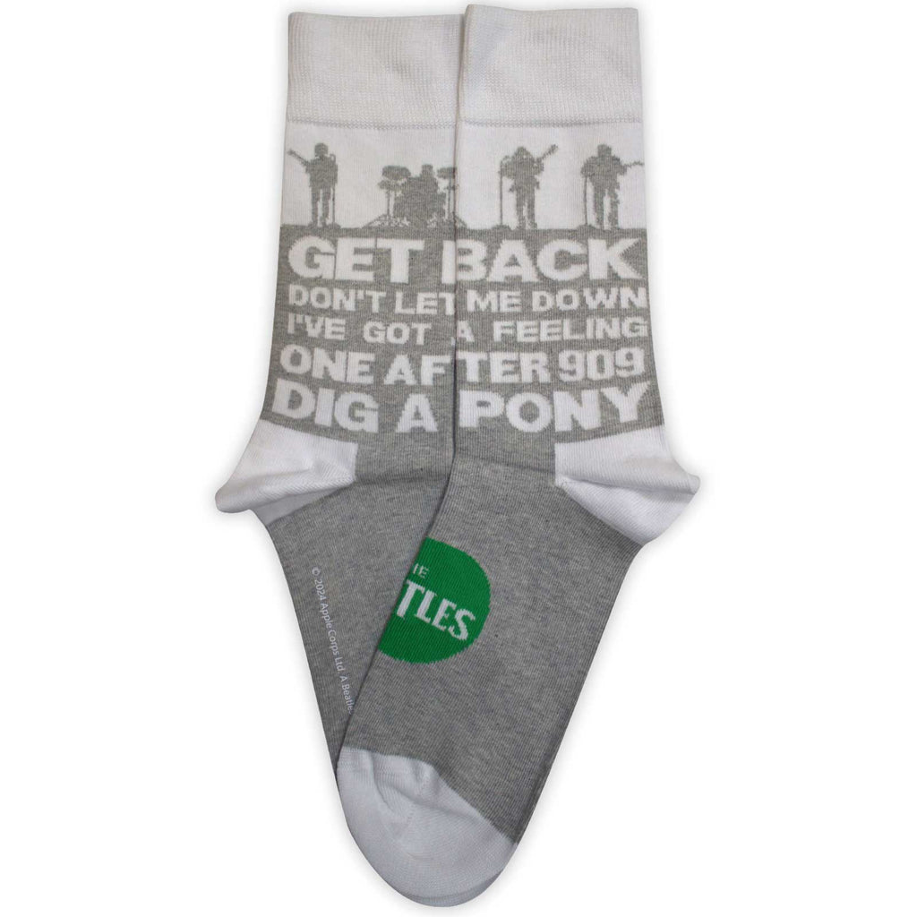 The Beatles Unisex Ankle Socks: Rooftop Silhouettes & Apple (Grey)