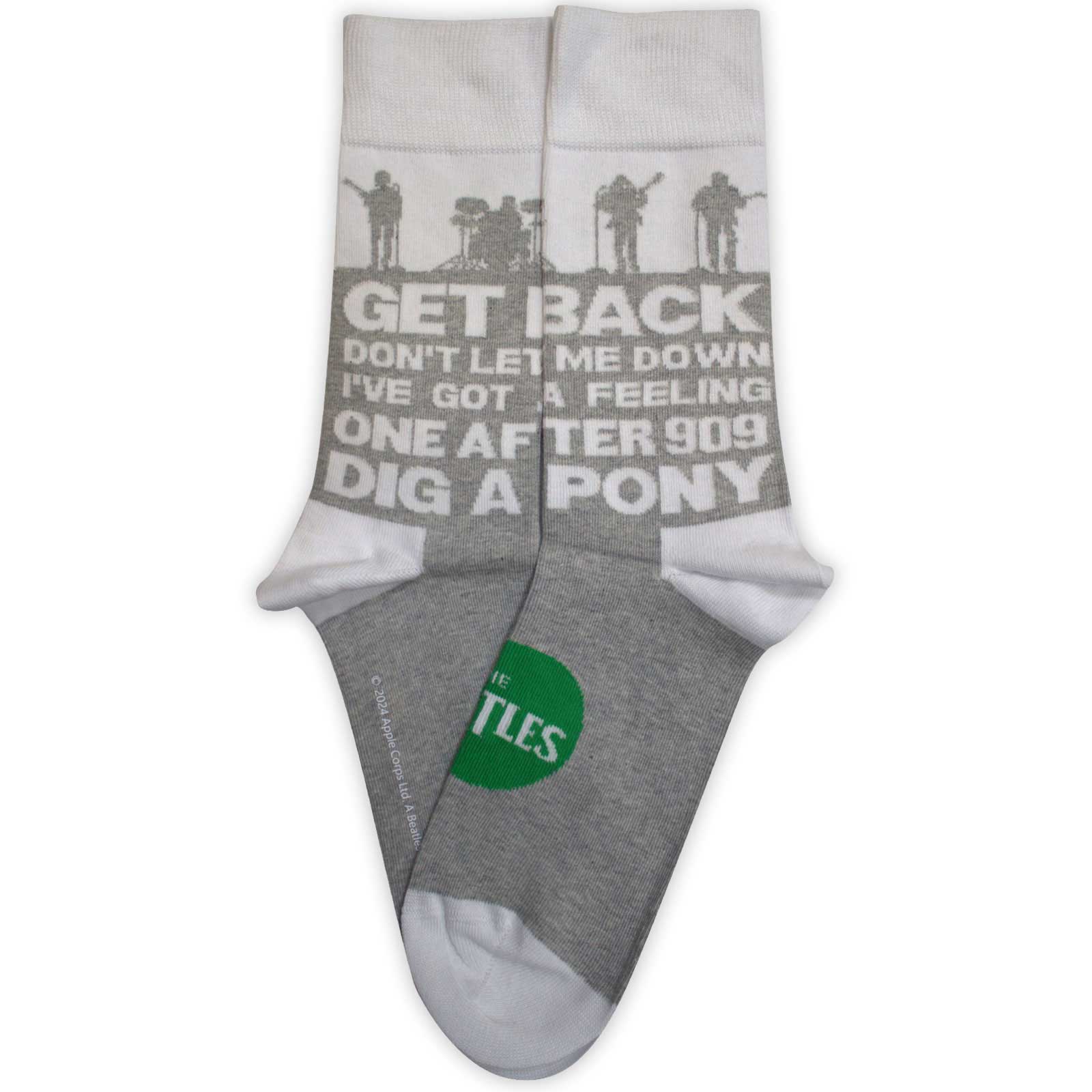 The Beatles Unisex Ankle Socks: Rooftop Silhouettes & Apple (Grey)