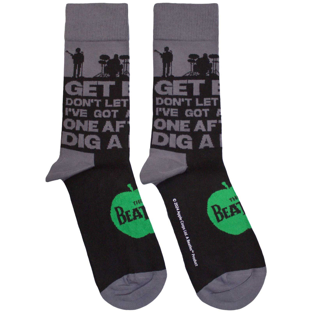 The Beatles Unisex Ankle Socks: Rooftop Silhouettes & Apple (Black)
