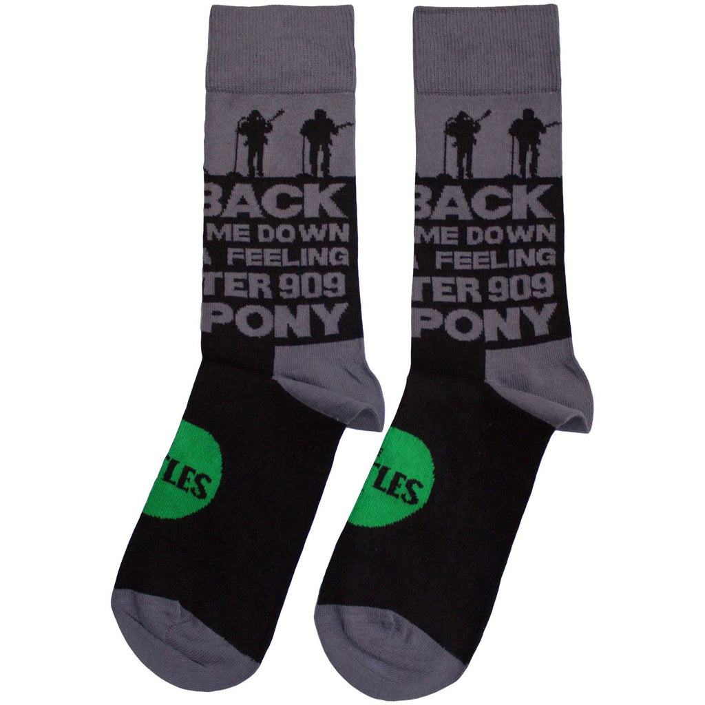 The Beatles Unisex Ankle Socks: Rooftop Silhouettes & Apple (Black)