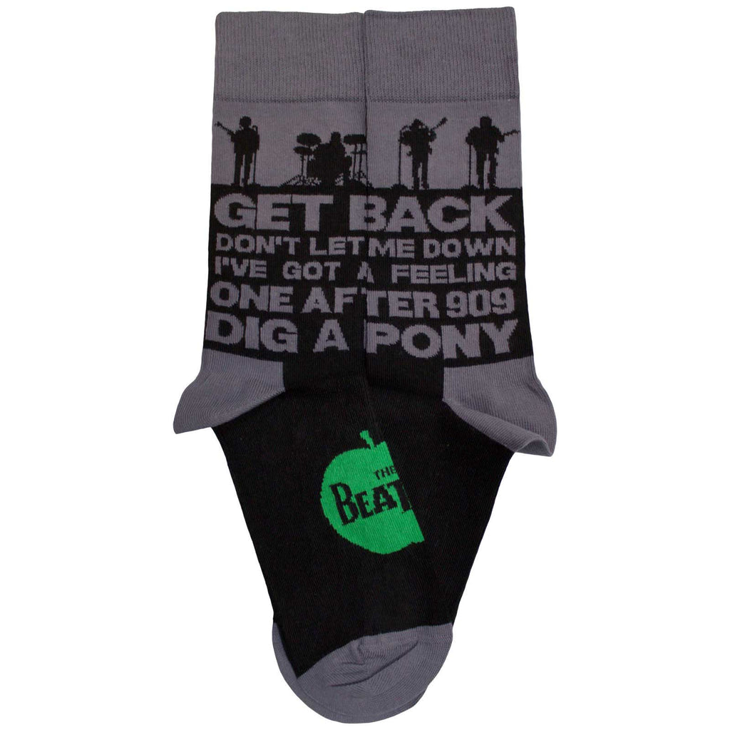 The Beatles Unisex Ankle Socks: Rooftop Silhouettes & Apple (Black)
