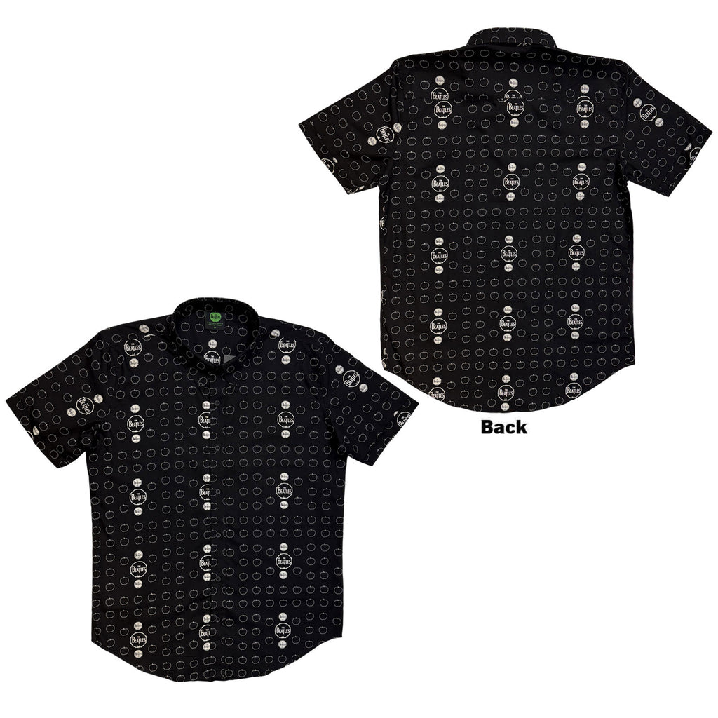 The Beatles Unisex Casual Shirt: Drum & Apples (Black) (All Over Print)