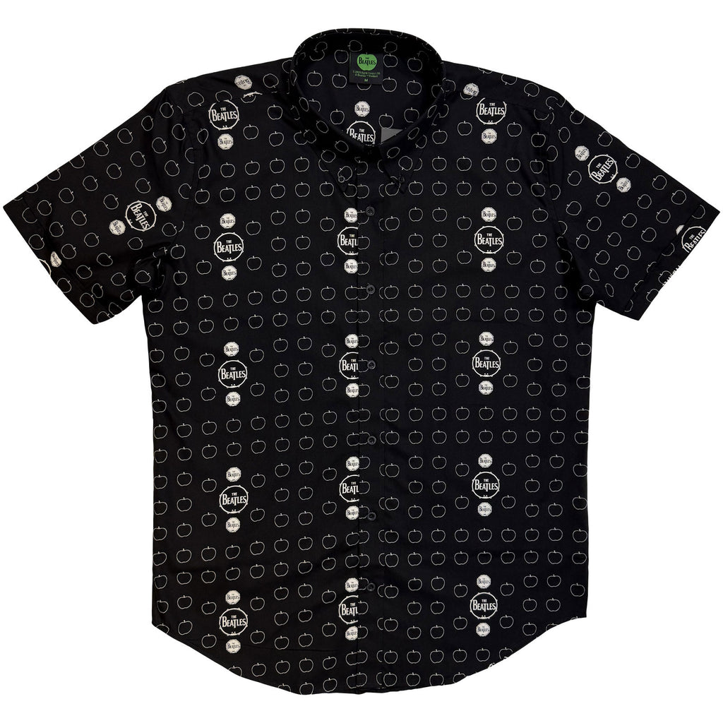 The Beatles Unisex Casual Shirt: Drum & Apples (Black) (All Over Print)