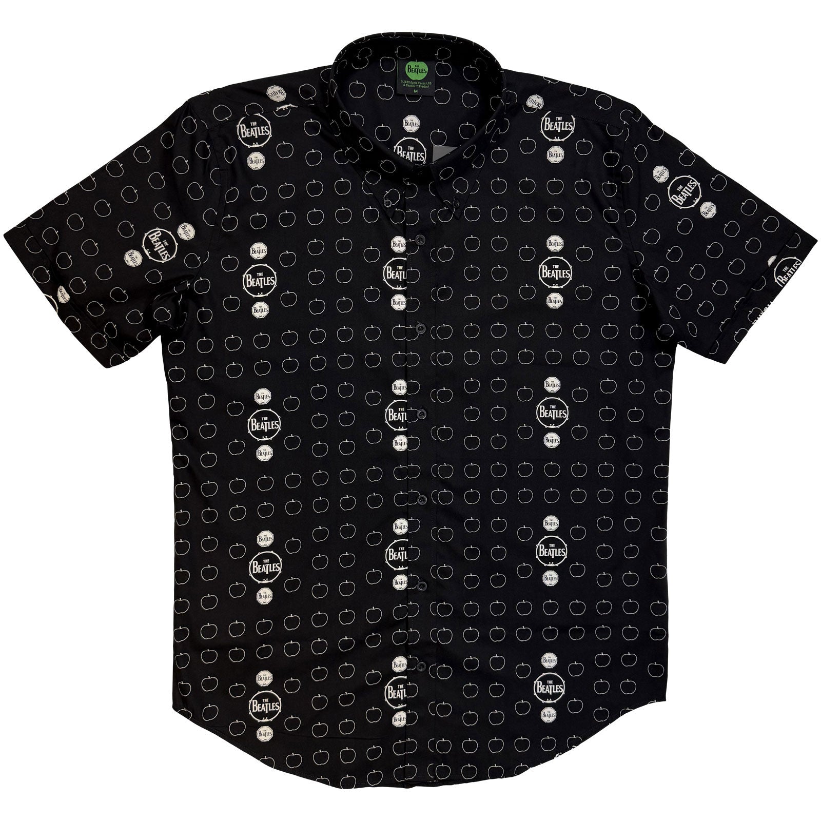 The Beatles Unisex Casual Shirt: Drum & Apples (Black) (All Over Print)