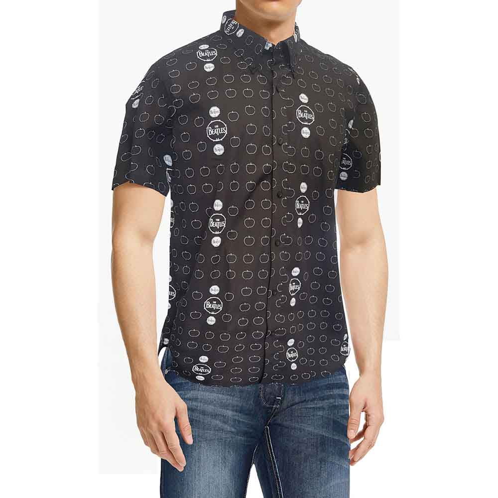 The Beatles Unisex Casual Shirt: Drum & Apples (Black) (All Over Print)