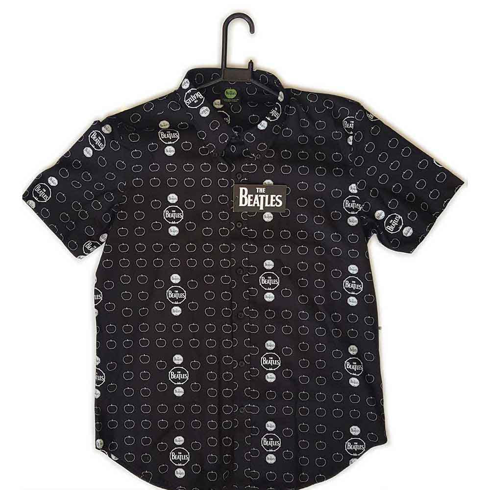 The Beatles Unisex Casual Shirt: Drum & Apples (Black) (All Over Print)