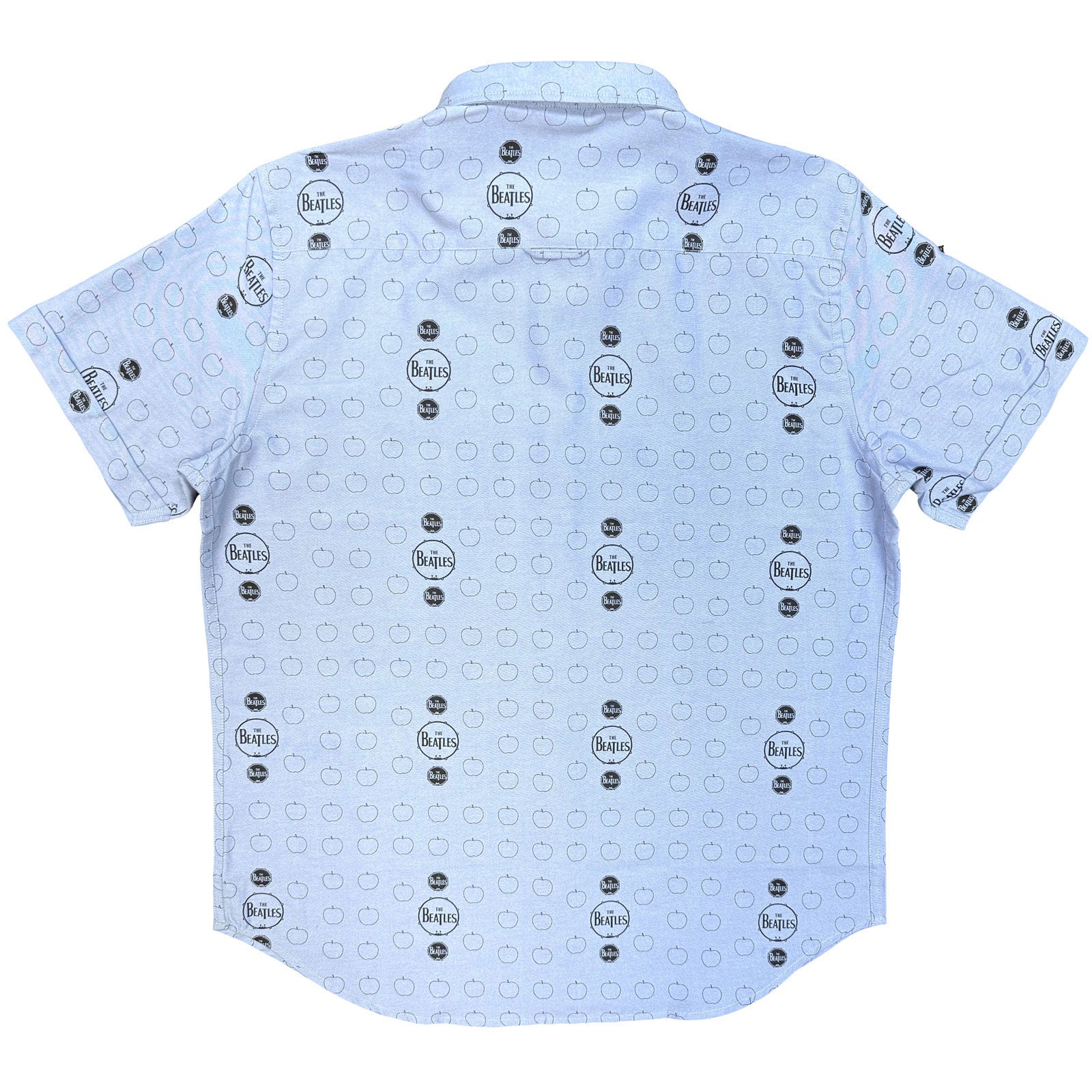 The Beatles Unisex Casual Shirt: Drum & Apples (Oxford Blue) (All Over Print)