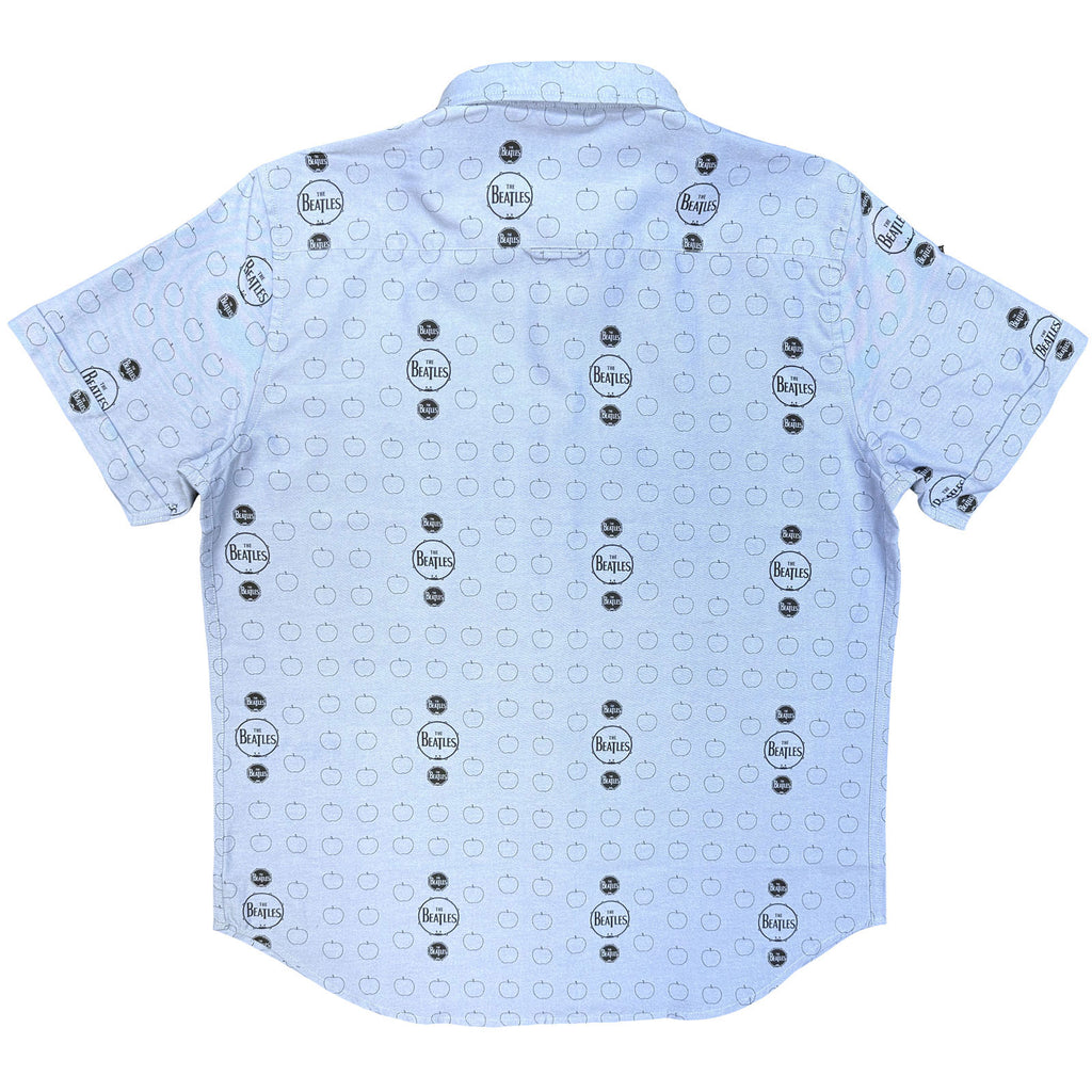 The Beatles Unisex Casual Shirt: Drum & Apples (Oxford Blue) (All Over Print)