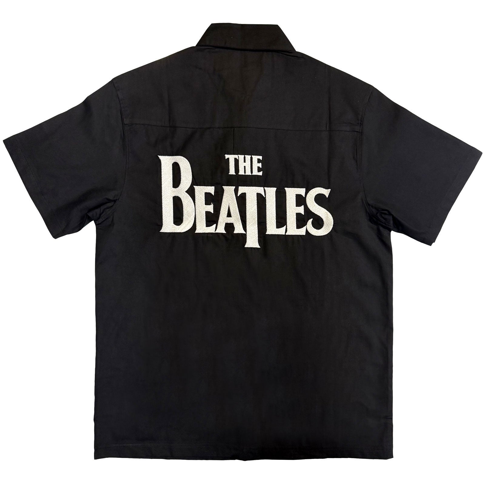 The Beatles Unisex Casual Shirt: Apple Logo / Walking (Black) (Back & Sleeve Print)