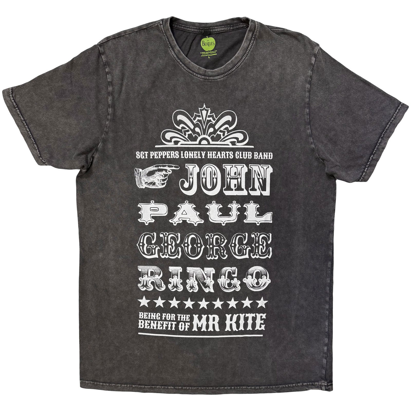 The Beatles Unisex Stone Wash T-Shirt: Mr Kite (Charcoal Grey)