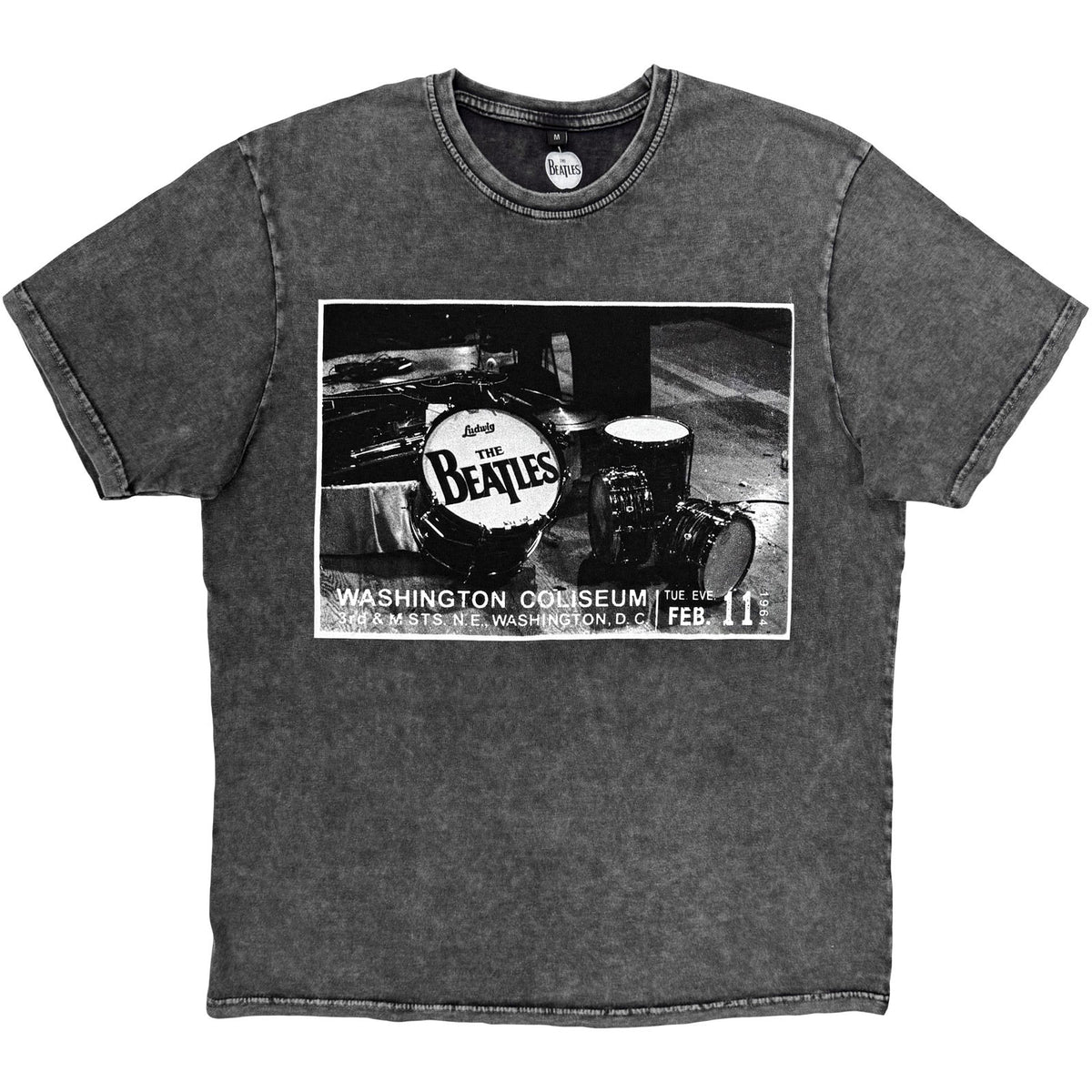The Beatles Unisex Stone Wash T-Shirt: Washington Coliseum (Charcoal Grey)