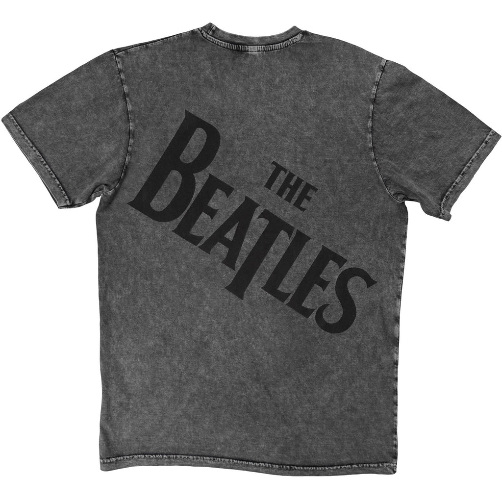 The Beatles Unisex Stone Wash T-Shirt: Rubber Soul (Charcoal Grey) (Back Print)