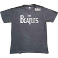 The Beatles Unisex T-Shirt: Drop T Logo Snow Wash (Charcoal Grey) (Wash Collection)
