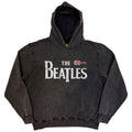 The Beatles Unisex Stone Wash Pullover Hoodie: Guitar & Drop T (Charcoal Grey)