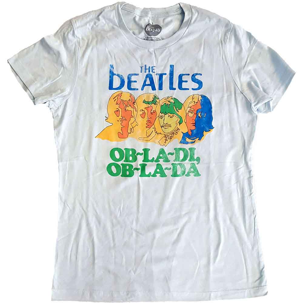The Beatles Ladies T-Shirt: Vintage Ob La Di (Pale Blue) (Back Print)