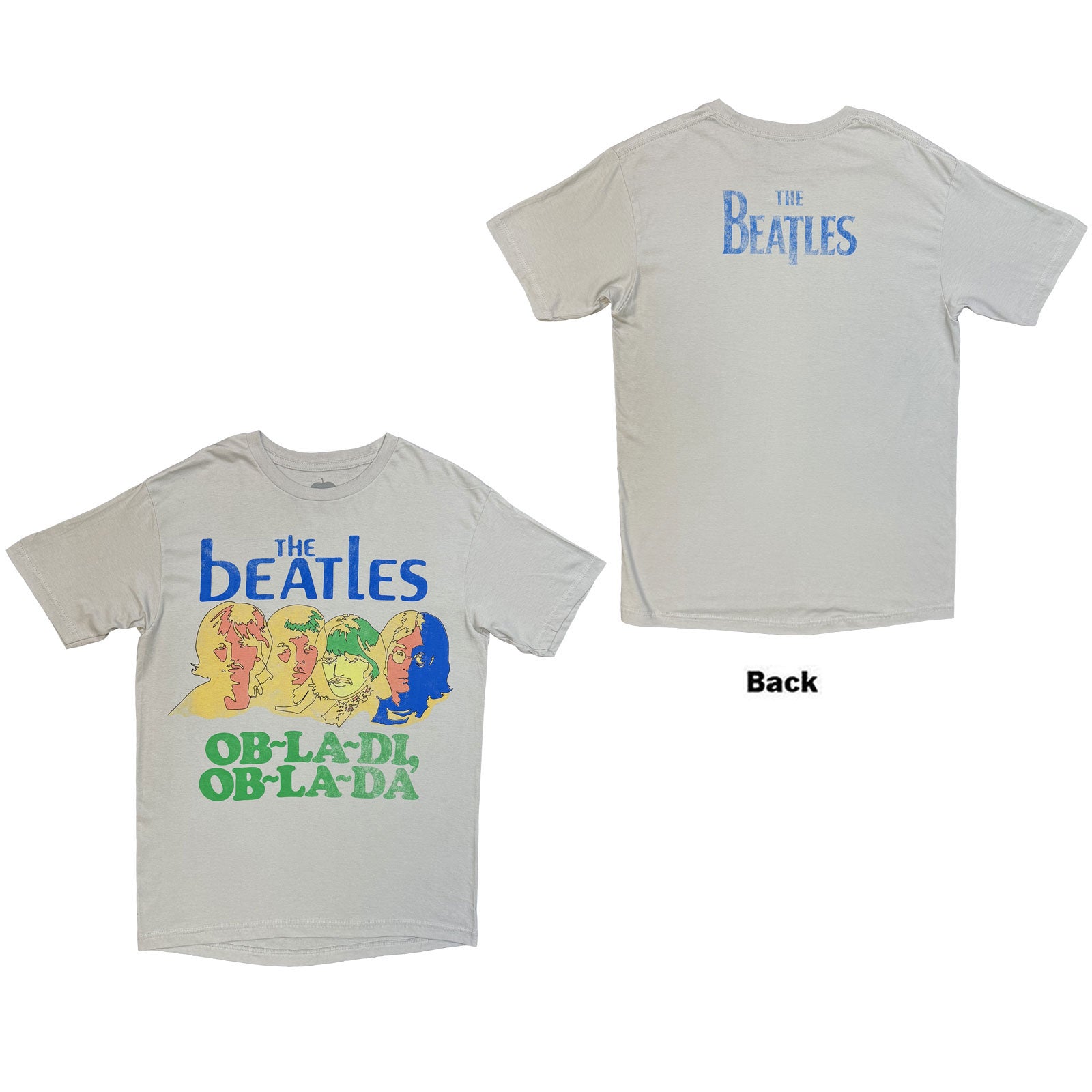 The Beatles Unisex T-Shirt: Vintage Ob La Di (Grey) (Back Print)