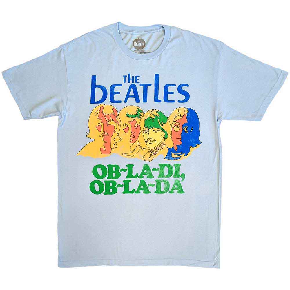 The Beatles Unisex T-Shirt: Vintage Ob La Di (Pale Blue) (Back Print)