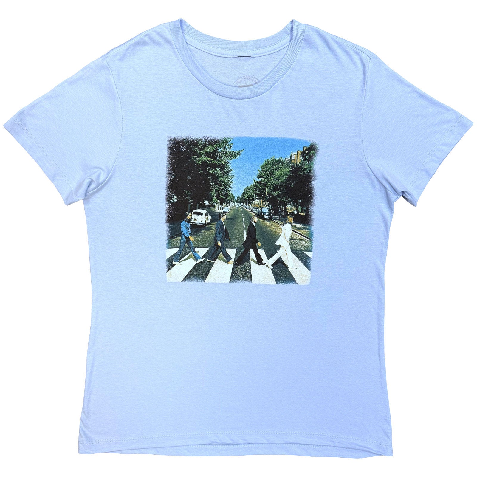 The Beatles Ladies T-Shirt: Vintage Abbey Road (Light Blue) (Back Print)