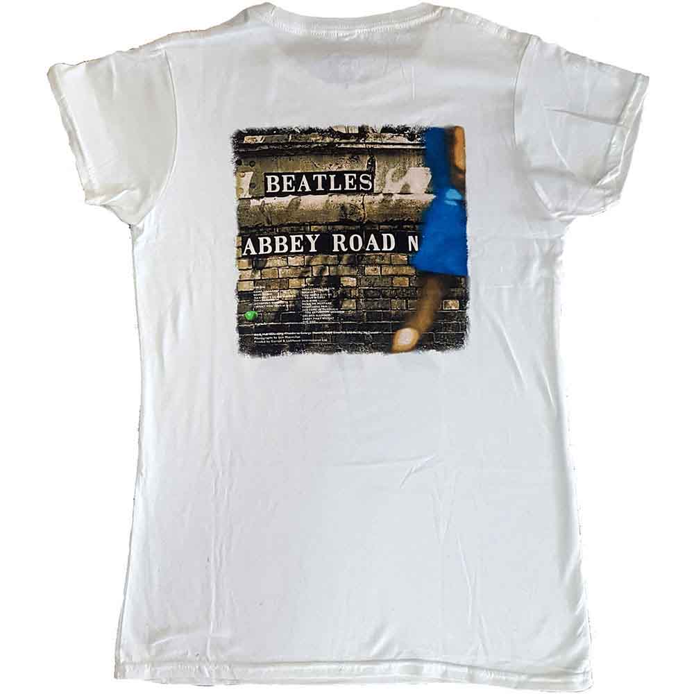 The Beatles Ladies T-Shirt: Vintage Abbey Road (White) (Back Print)