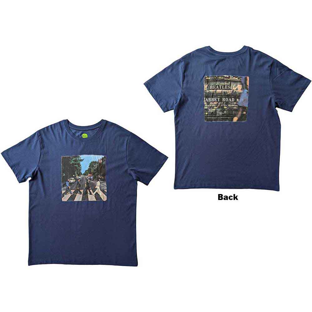 The Beatles Unisex T-Shirt: Vintage Abbey Road (Faded Denim Blue) (Back Print)