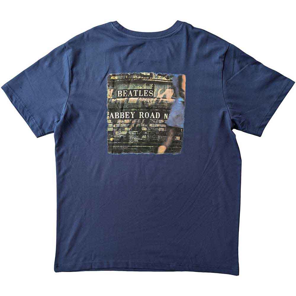 The Beatles Unisex T-Shirt: Vintage Abbey Road (Faded Denim Blue) (Back Print)