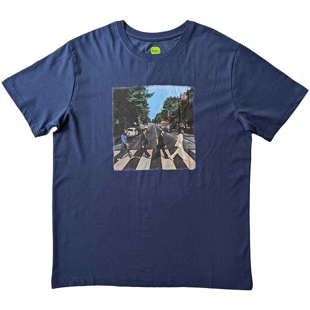 The Beatles Unisex T-Shirt: Vintage Abbey Road (Faded Denim Blue) (Back Print)
