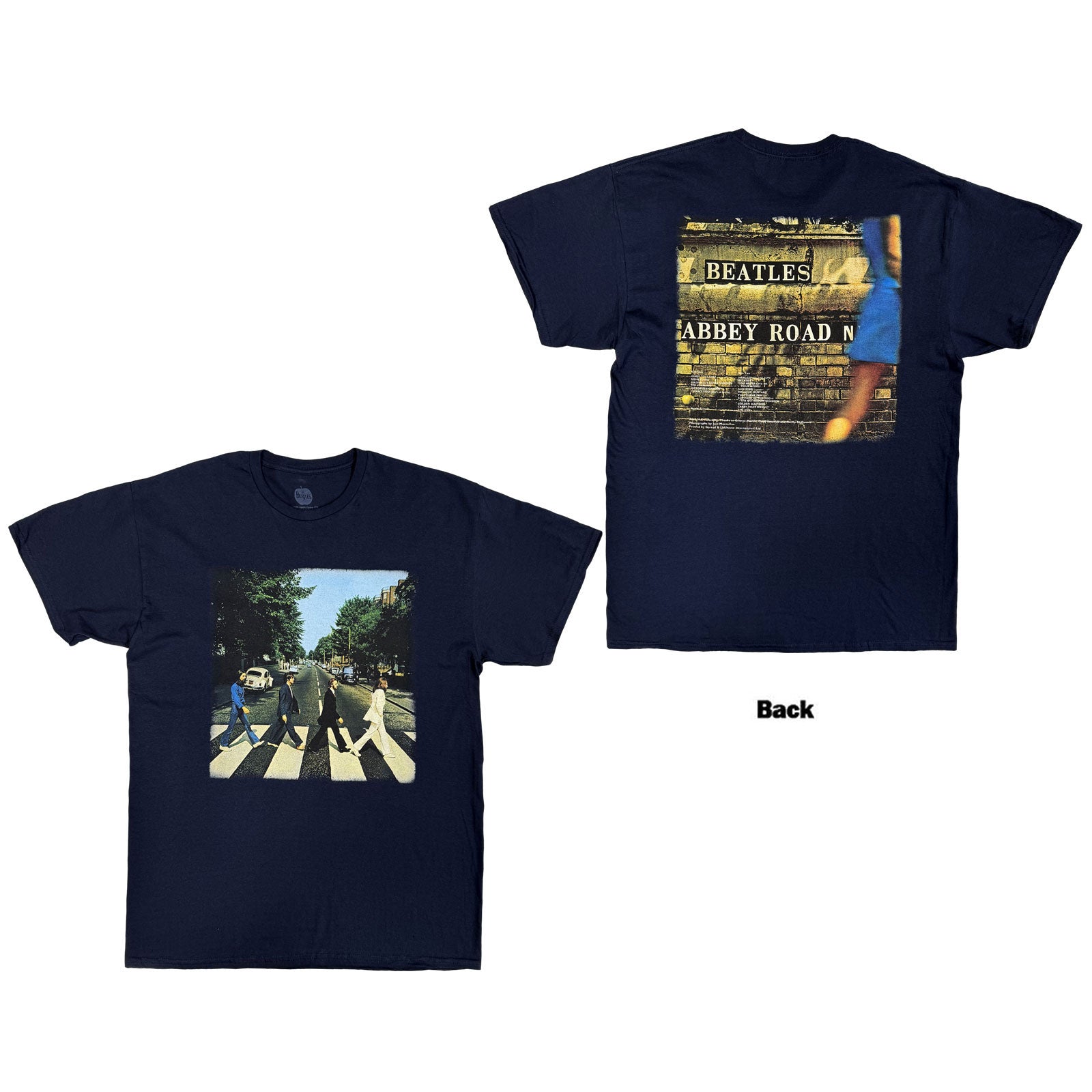 The Beatles Unisex T-Shirt: Vintage Abbey Road (Navy Blue) (Back Print)