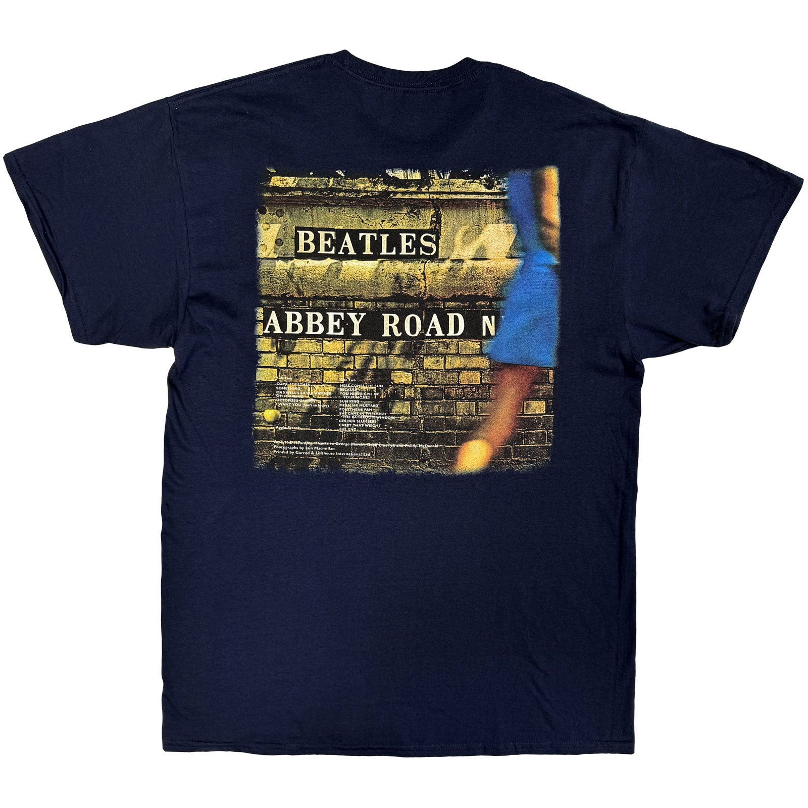The Beatles Unisex T-Shirt: Vintage Abbey Road (Navy Blue) (Back Print)
