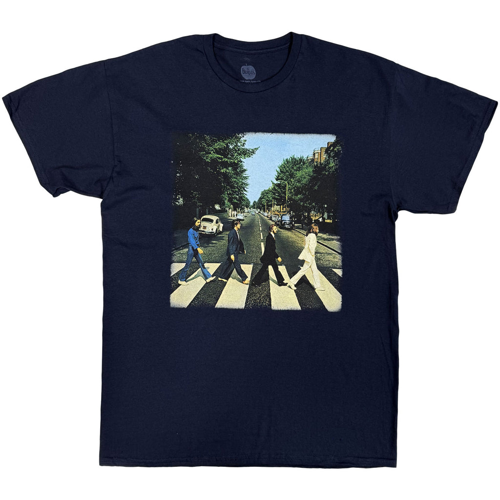 The Beatles Unisex T-Shirt: Vintage Abbey Road (Navy Blue) (Back Print)
