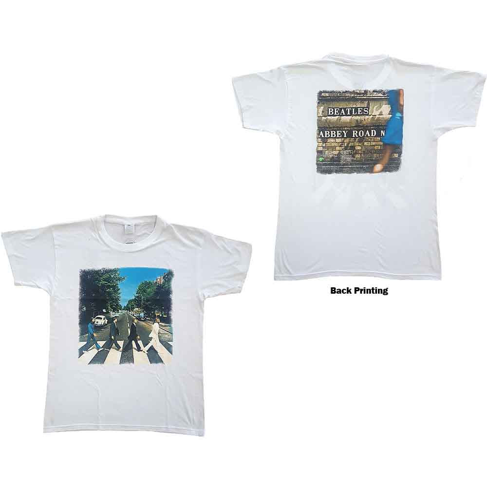 The Beatles Unisex T-Shirt: Vintage Abbey Road (White) (Back Print)