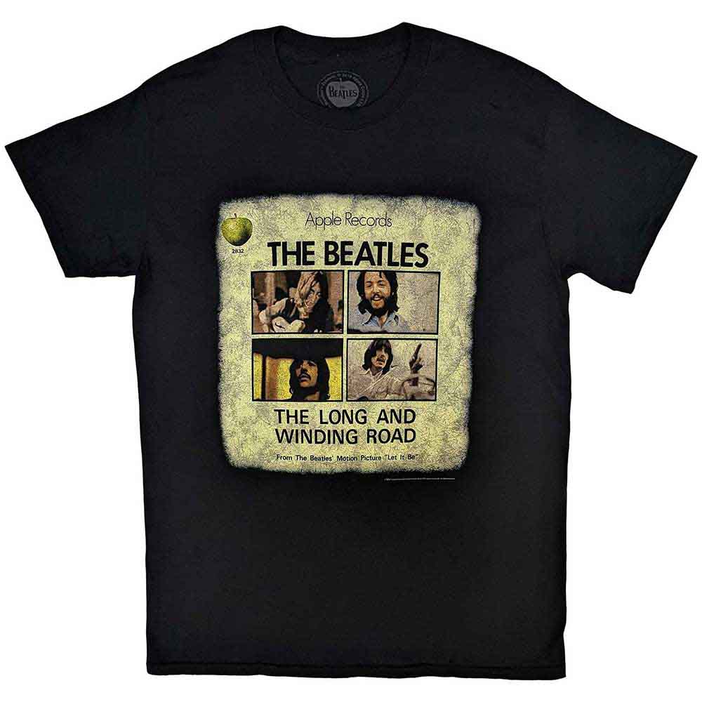 The Beatles Unisex T-Shirt: Vintage Long & Winding Road (Black) (Back Print)