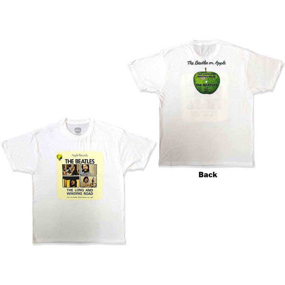 The Beatles Unisex T-Shirt: Vintage Long & Winding Road (White) (Back Print)