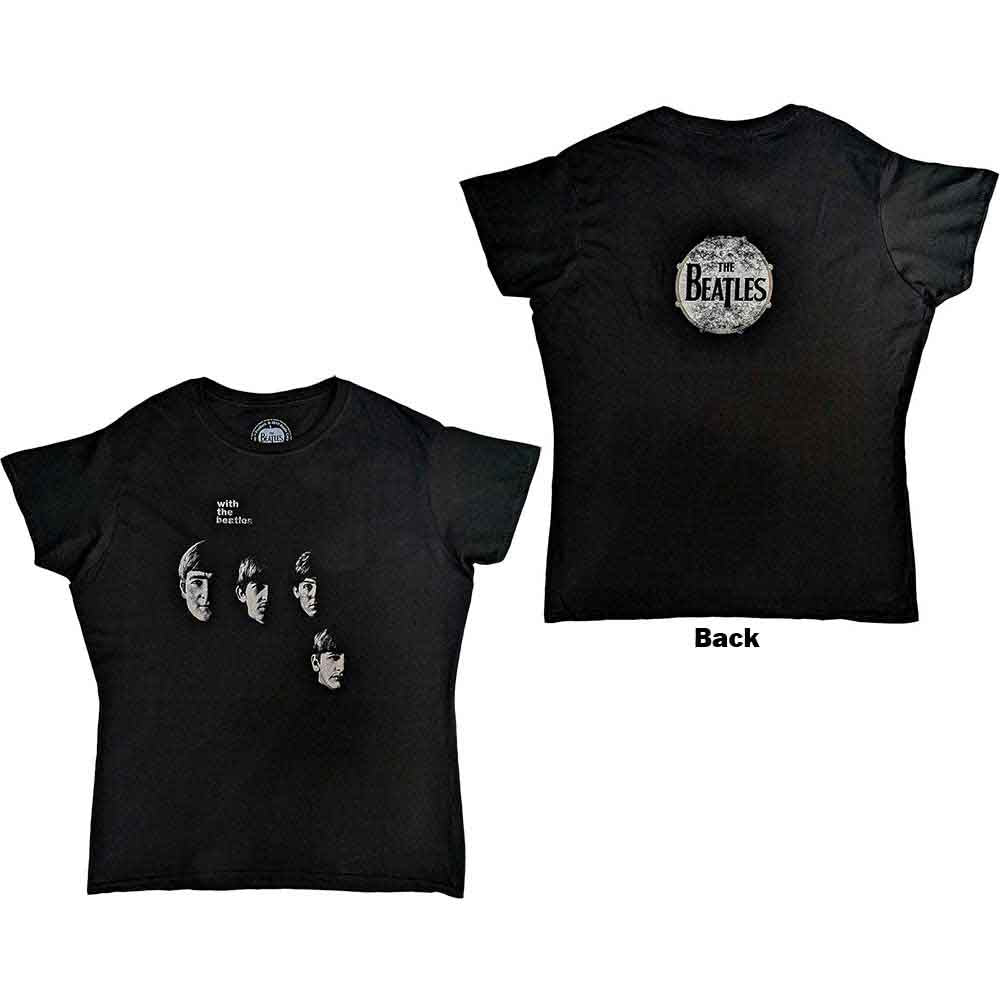 The Beatles Ladies T-Shirt: With The Beatles (Black) (Back Print)