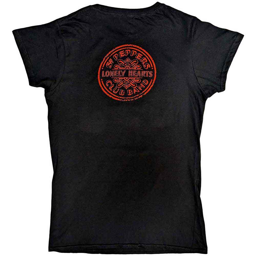 The Beatles Ladies T-Shirt: Vintage Sgt Pepper (Black) (Back Print)