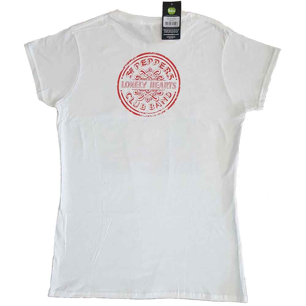 The Beatles Ladies T-Shirt: Vintage Sgt Pepper (White) (Back Print)