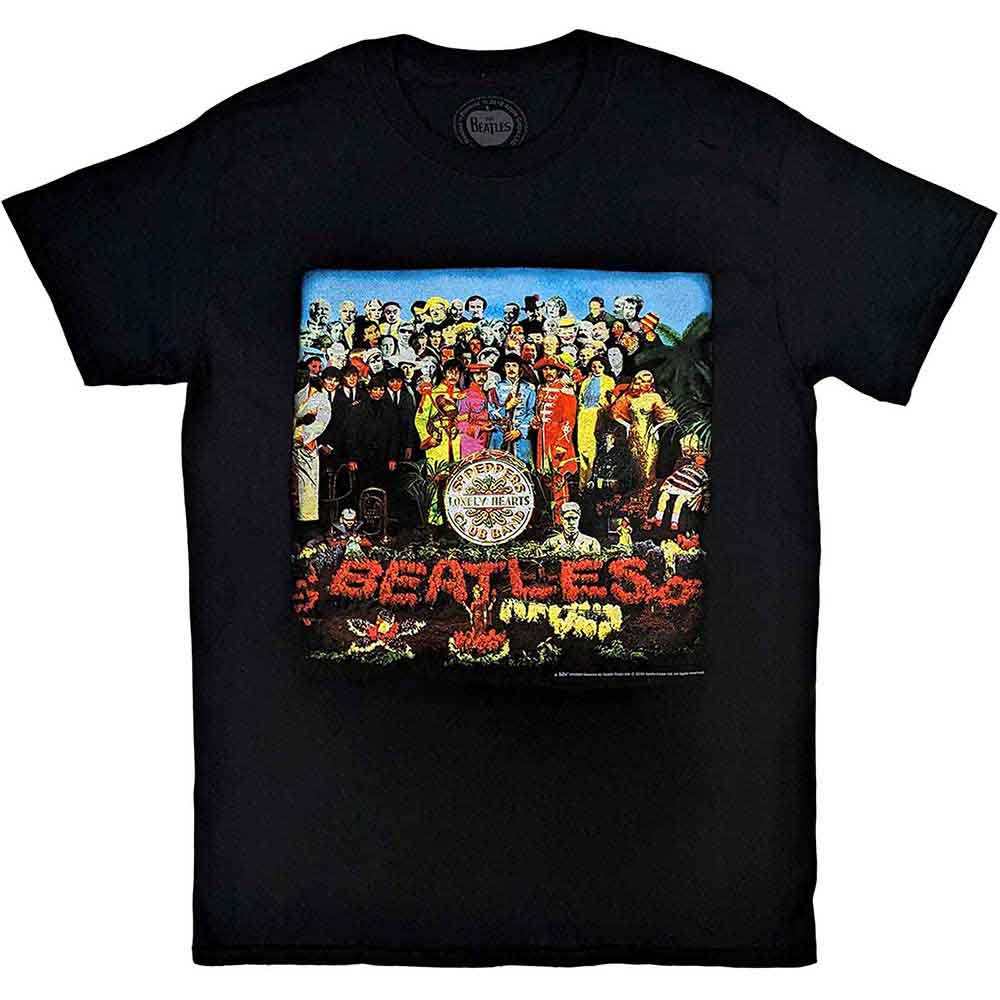 The Beatles Unisex T-Shirt: Vintage Sgt Pepper (Black) (Back Print)