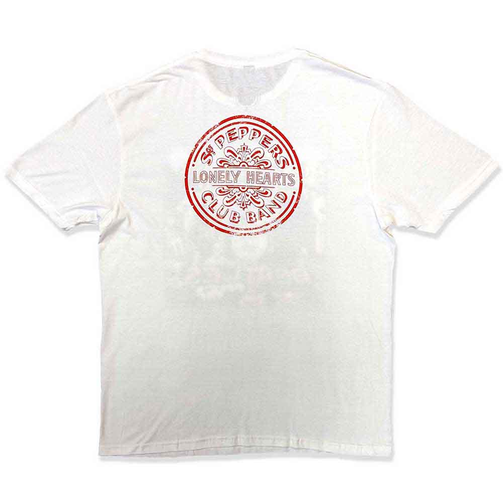 The Beatles Unisex T-Shirt: Vintage Sgt Pepper (White) (Back Print)