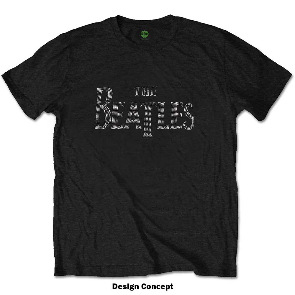 The Beatles Unisex T-Shirt: Drop T Crystals (Black) (Embellished)