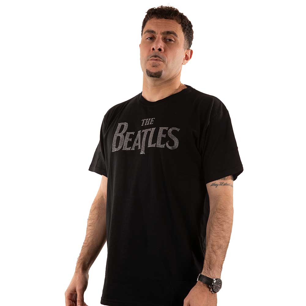 The Beatles Unisex T-Shirt: Drop T Crystals (Black) (Embellished)