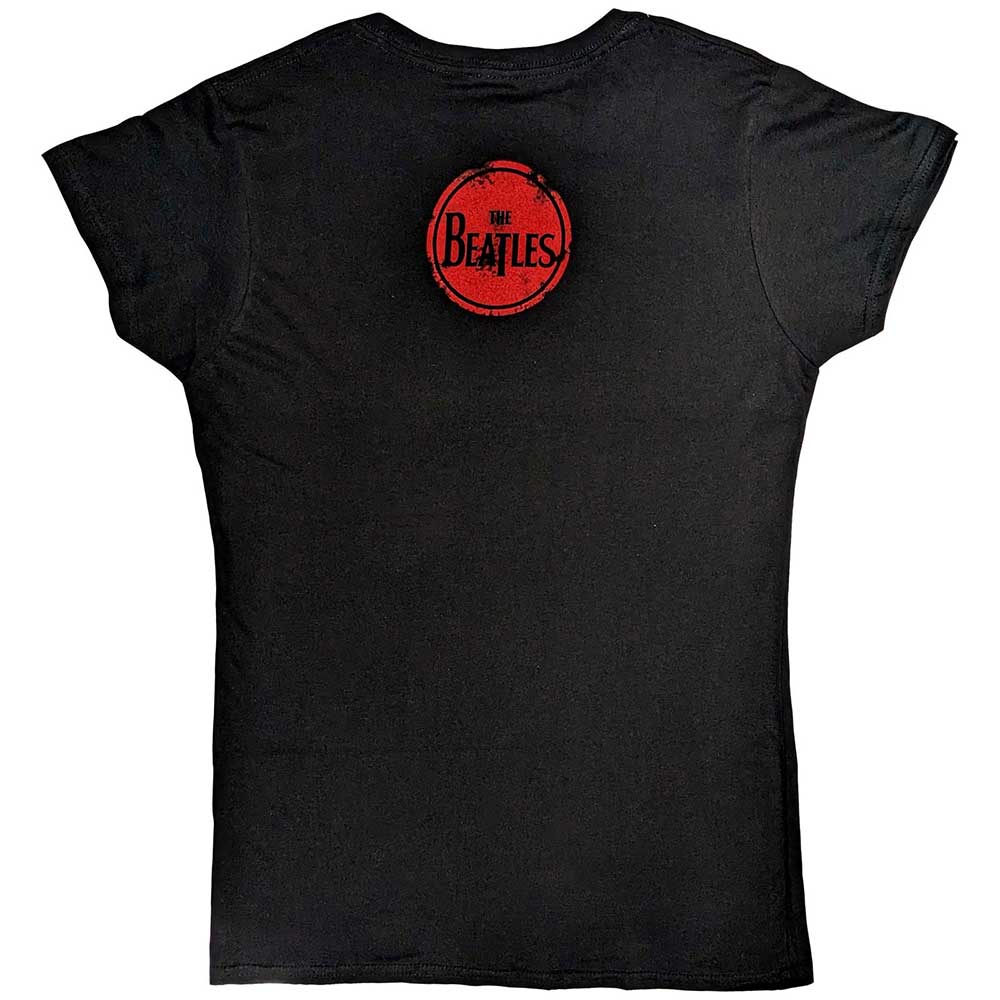 The Beatles Ladies T-Shirt: Vintage I Love The Beatles (Black) (Back Print)