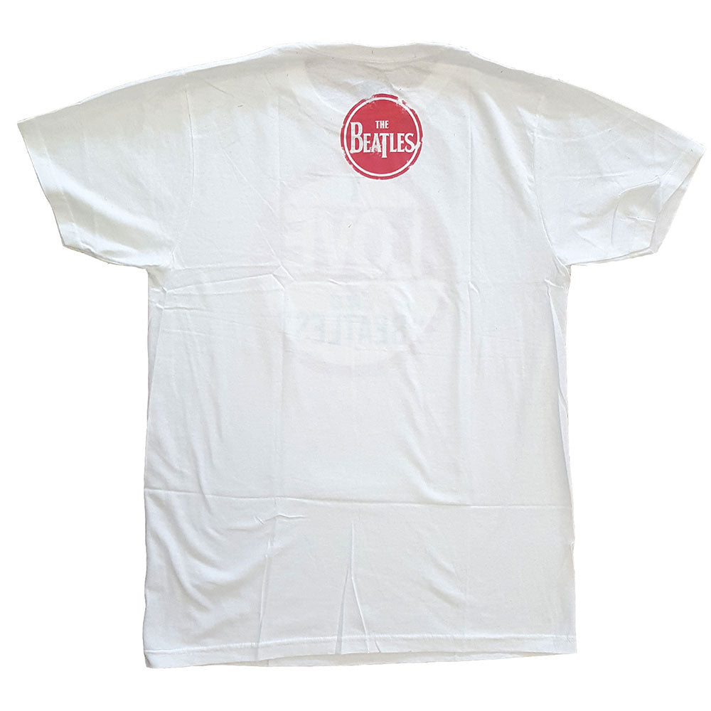 The Beatles Unisex T-Shirt: Vintage I Love The Beatles (White) (Back Print) (LOS)