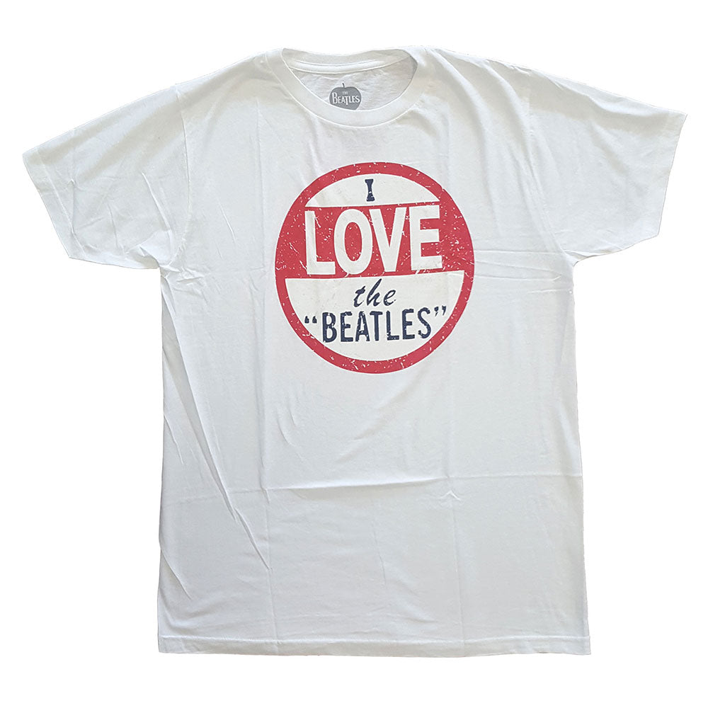 The Beatles Unisex T-Shirt: Vintage I Love The Beatles (White) (Back Print) (LOS)