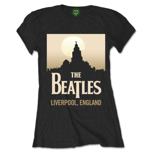 The Beatles Ladies T-Shirt: Liverpool, England (Black)