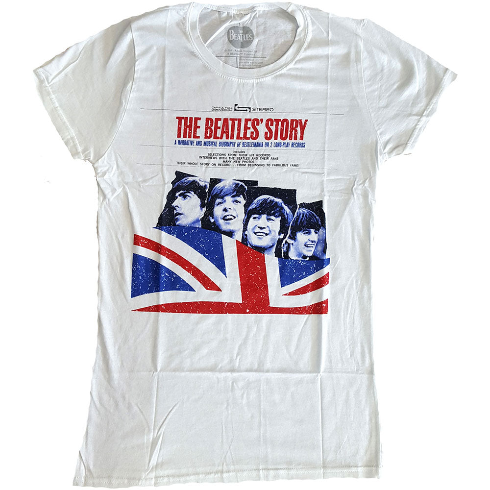 The Beatles Ladies T-Shirt: The Beatles Story (White)