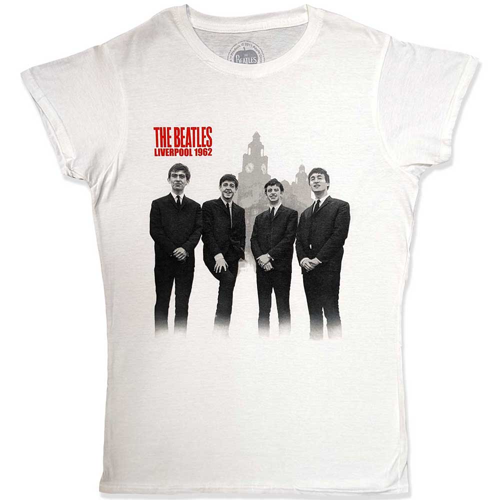 The Beatles Ladies T-Shirt: Beatles In Liverpool (White)