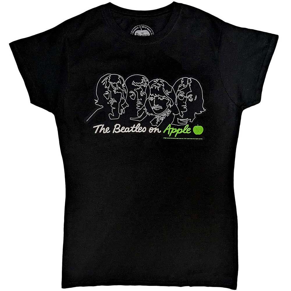 The Beatles Ladies T-Shirt: On Apple (Black) (Back Print)